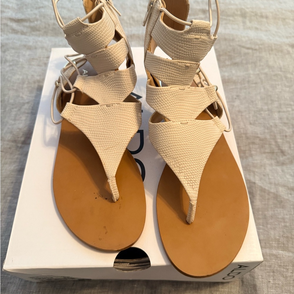 Aldo Cream and Tan Strappy Sandals